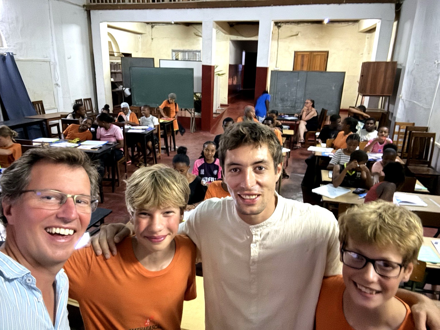 Mathagascar volunteers and students together in the classroom