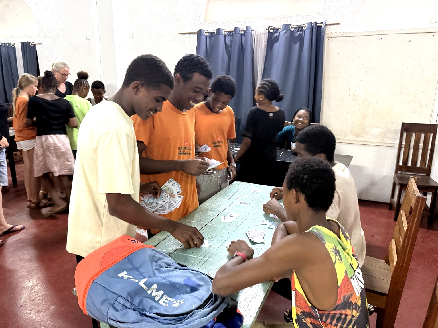 Students taking part in a practical trading game